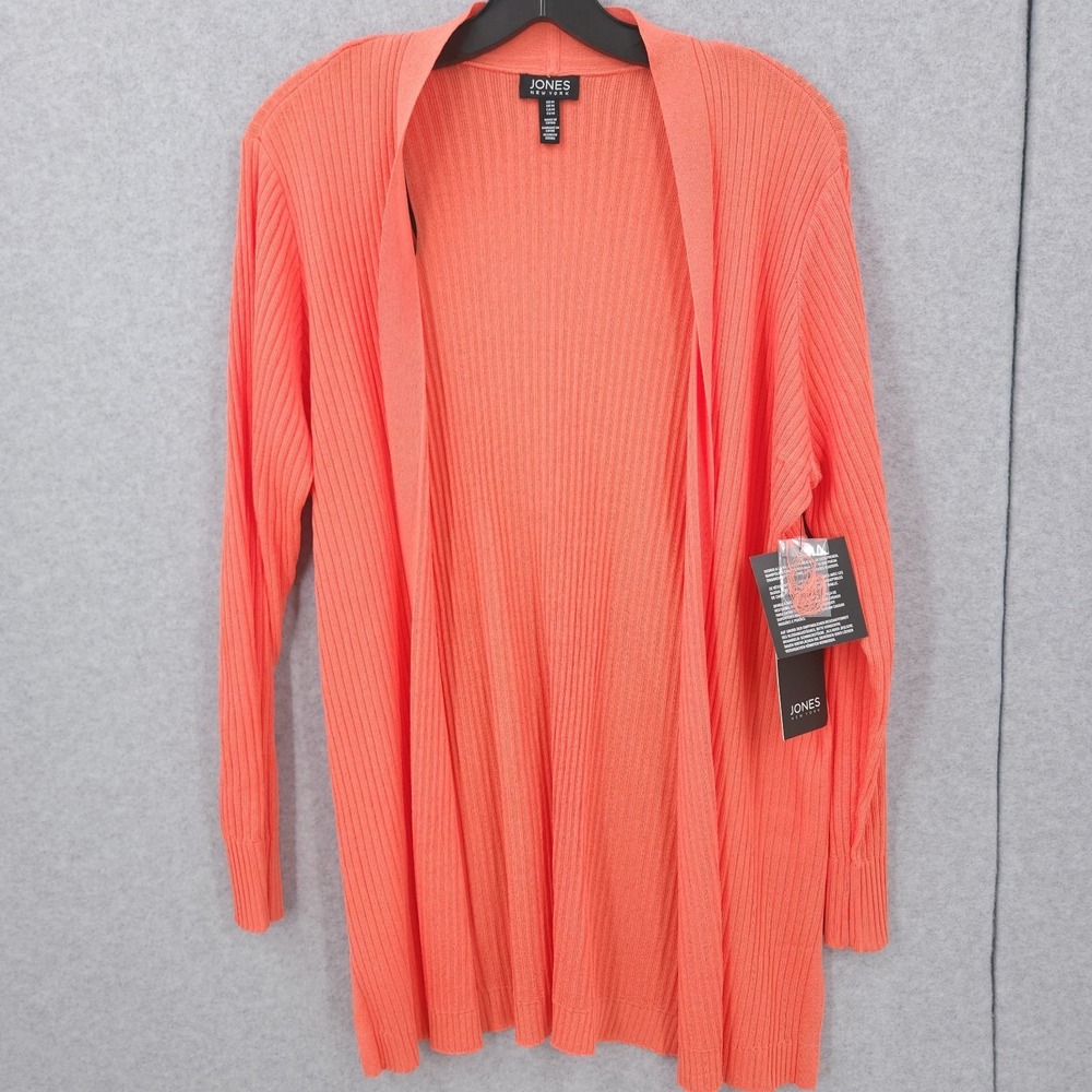 Jones New York Long Sleeve Coral Sun Open Front Cardigan Womens Size M NWT